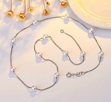 925 Sterling Silver Pearl Pendant Chain Necklace Womens Jewellery New UK