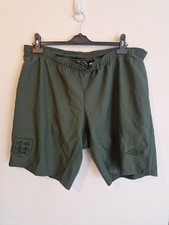 Umbro Men's England Football Shorts Green Size XXL VGC Lined Drawstring