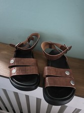 Topshop Brown Flat Ankle Strap Sandals Size 5 Never Worn!