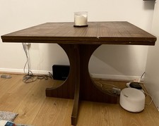 Dark Wood Square Dining/Side Table -Tabletop Detaches from Base