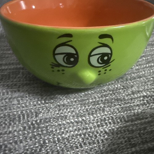 Green orange ceramic bowl - green,