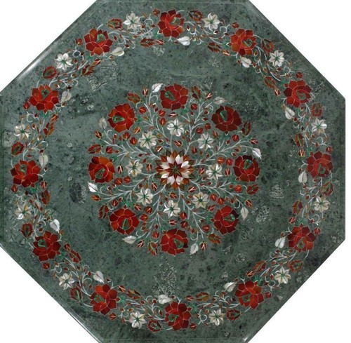 Green marble table top - green,