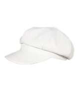 Baker Boy Mod Hippe Fancy Dress White Leather Look Cap Hat 
