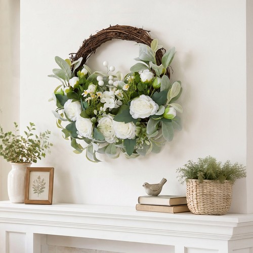 Artificial peony wreath front - artificial,