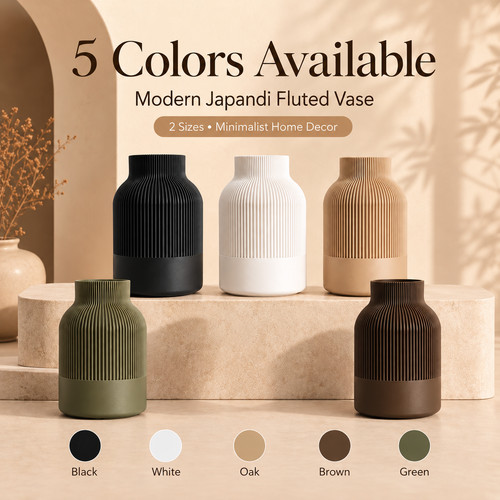 Japandi fluted decorative vase - fluted,