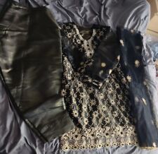  NEW PAKISTANI INDIAN WEDDING PARTY  Net SALWAR KAMEEZ/ shalara XL& Jewelry 