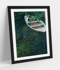 CLAUDE MONET, THE ROW BOAT -FRAMED WALL ART POSTER PRINT 4 SIZES