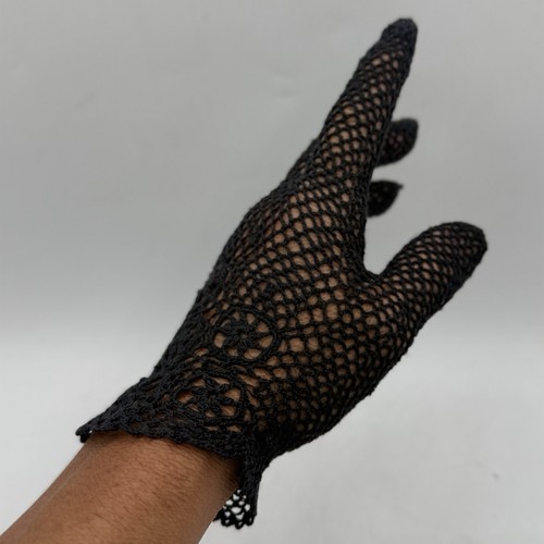 Vintage black crochet lace - black,