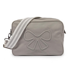 Pink Lining Vegan Leather Changing Bag Grey Baby Nappy Bag + Mat & Bottle Holder