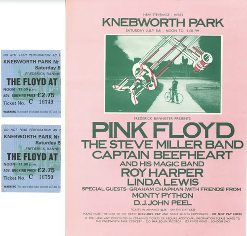 Pink floyd knebworth - pink, handbill