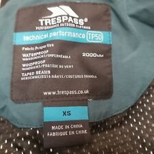 Trespass Coat TP50 Waterproof Windproof Hooded Zipper Logo Pocket Black XS