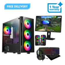 Fast Gaming PC 24" Bundle Intel Quad CORE i5 16GB SSD+ 1TB HDD Win 11p 4GB GT730
