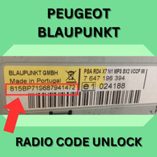 Peugeot radio unlock code for BLAUPUNKT PSA RD4 Radio Security Pin Code Unlock