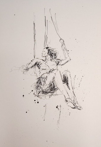 Original trapeze artist - trapeze, ink