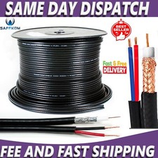 100m Shotgun RG59 Coaxial Cable CCTV Lead Security Camera - Power & Video UK