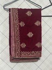 Indian Asian Pakistani Velvet Embroidered Shawl for Women