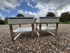 Pair of IKEA SVALOV white bedside tables. High quality, sturdy tables.