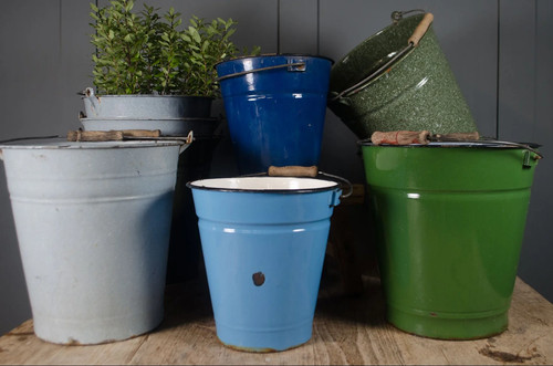 Vintage enamel bucket - vintage, planter