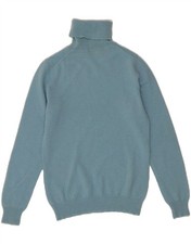 BENETTON Womens Roll Neck Jumper Sweater UK 12 Medium Blue Merino Wool DK56