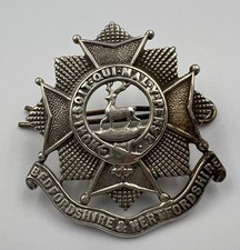 Genuine Bedfordshire & Hertfordshire Regiment Silver Hallmarked 1937 Cap Badge