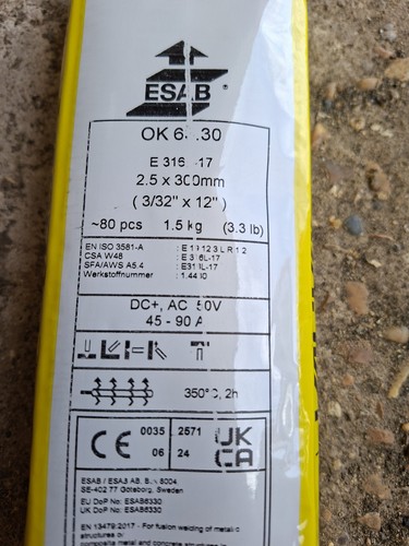 Esab 5mm 316l - 63.30, 316l-17