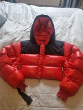 Ben Taverniti Unravel Project Shiny Nylon Down cropped Puffer Jacket Uk 12 IT 40