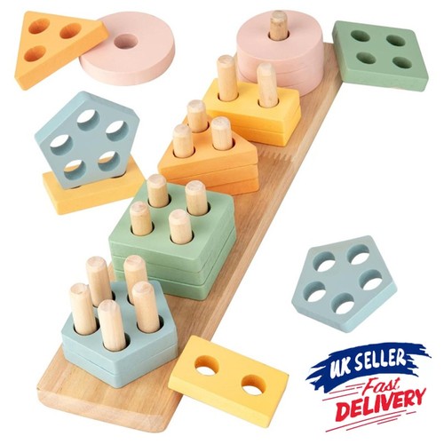 Wooden baby stacking toy - wooden,