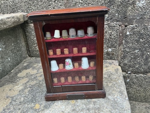 Antique sewing thimble cabinet - thimble,