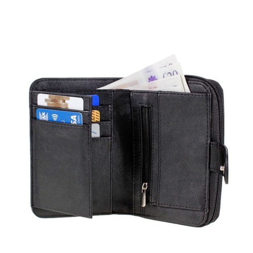 Ladies real leather purse - real, zip