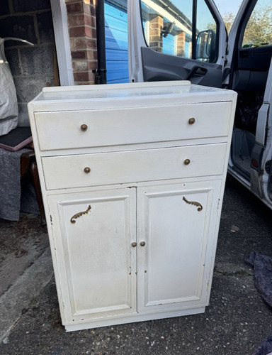 Antique white painted tallboy - white,