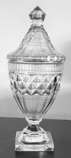 ANTIQUE GEORGIAN ANGLO IRISH GLASS COVERED SWEETMEAT JAR/ PRESERVE POT c.1820