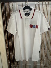 Aquascutum Mens Small White 1851 Polo Shirt 19” Pit To Pit