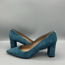 Hugo Boss Janet Chpump Turquoise Suede Pumps Dress Heel Court Shoes UK 6 EU 39