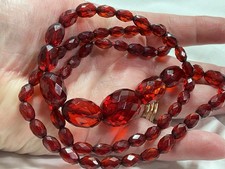 Jewellery Amazing Vintage Cherry Red Bakelite Beaded Necklace, Simichrome Tested