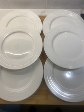 6 x Marks & Spencer M&S Metro White Fine China 27cm 10 3/4" Dinner Plates