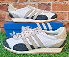 ADIDAS COUNTRY OG TRAINERS SIZE 9.5 UNISEX WHITE LEATHER BLACK & PUTTY SUEDE