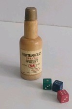 WHYTE & MACKAYS WHISKY WOODEN BOTTLE & DICE