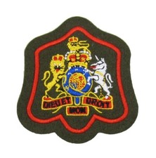 Badge WO1 Coat of Arms FAD No.2 Dress RSM Red Edge On Olive Green R1898