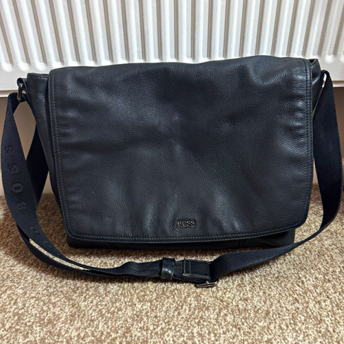 Boss black leather messenger - boss,