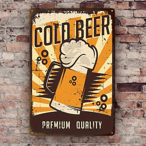 Vintage cold beer metal - vintage, sign