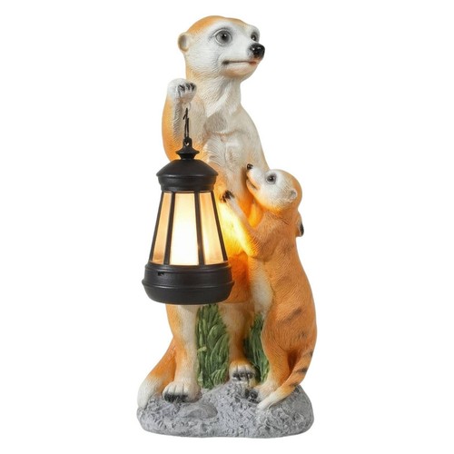 Meerkat sculpture with lantern - with,