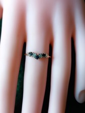 Hallmarked 9ct Gold Wishbone Ring With Diamond & Sapphires ~ Size O ~ 0.93g 