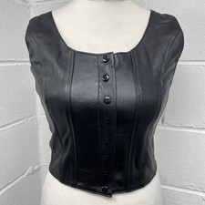 Milan Black Leather Bodice With Zip Front Size 10 PK
