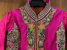 Girls Asian dress salwar kameez 10-11 years pink with embroidery - silk dress