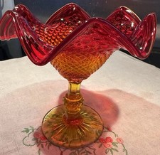 Amberina Pressed Glass Bon Bon