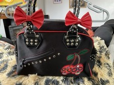 Banned Apparel, Black Red Sugar Skull Cherry Bomb Handbag