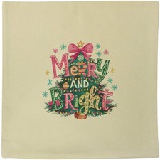 40cm x 40cm 'Christmas Tree Merry And Bright ' Canvas Cushion Cover (CV00040472)