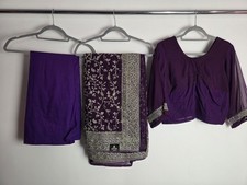 Dark Purple Sari Silver Zari