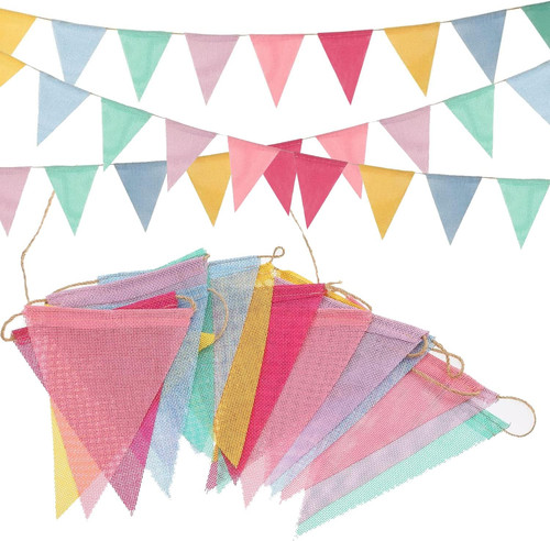 Bunting fabric pastel rainbow - bunting,