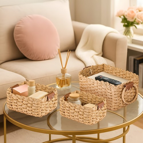 Set woven wicker storage - of,
